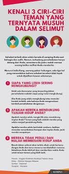 Rakan yang baik akan sentiasa memberikan sokongan kepada kita dengan memberikan nasihat kepada kita agar menjadi seorang yang tabah. Kompas Com On Twitter Jika Kamu Menemukan Ciri Ciri Berikut Bisa Jadi Teman Kamu Merupakan Musuh Dalam Selimut Infoasyik