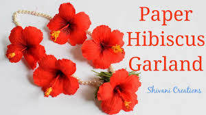 Hibiscus flowers are one of my top 3 easy flowers to get started with if you're new to paper flower making. Paper Hibiscus Garland How To Make Crape Paper Hibiscus Flower Diy Flower Garland For Ganesha Youtube