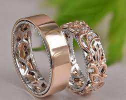 His And Hers Celtic Wedding Band Set Rose Gold Celtic Wedding Ring Set With Diamonds Black Rhodium Rose Gold Eternity Wedding Rings Gold Wedding Band Sets Celtic Wedding Rings