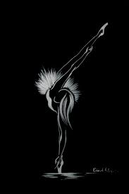 Ballet Dancer Drawing Black And White Ballerina Drawing Art Print White On Black Ink Drawing Ballet Dance Art Modern Art Black Paper Drawing Ballet Art Ballerina Art