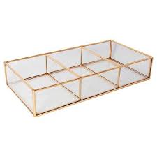 Threshold Glass And Metal 3 Compartment Vanity Tray Vanity Tray Elegant Tray Makeup Organization