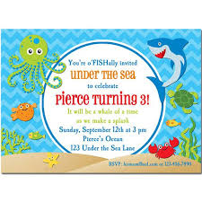 Birthday Invitation Card For 3 Year Old Boy Under The Sea Invitation Printable Or Printed With Free Etsy Sea Birthday Birthday Invitations Kids Sea Party Ideas