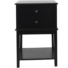 Yaheetech nightstands with 2 drawers and open shelf tall end table wood cabinet sofa bed side storage for bedroom living room, set of 2, black. In Home Furniture Style Black Chloe 2 Drawer Bedside Table Temple Webster