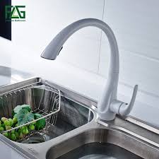 spring style white kitchen faucet pull