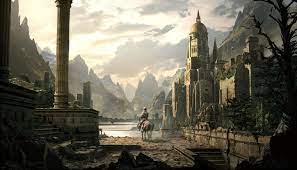Ruined City Fantasy City Environment Painting Concept Art World