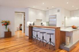 A floating black table with a couple of stools is what you need for a small kitchen. 30 Elegant Contemporary Breakfast Bar Design Ideas