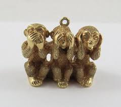 Three Monkeys Hear No Evil See No Evil Speak No Evil Three Wise Monkeys Speak No Evil See No Evil Hear No Evil 14k Gold Vintage Charm For Bracelet Wise Monkeys Three Wise Monkeys Vintage Charms