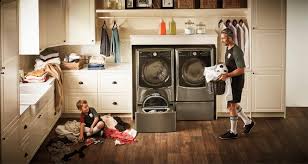 A washer and dryer pedestal contributes to better ergonomics and can prevent back pain caused by having to bend over while doing the laundry. Lg 27 Laundry Pedestal With Storage Drawer Graphite Steel Wdp4v Best Buy