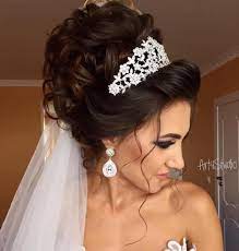 Image Result For Bridal Updos With Headband And Veil Curly Wedding Updo Wedding Hairstyles For Long Hair Tiara Hairstyles