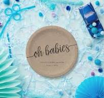 Rustic Baby Shower, Kraft Oh Babies Twins Custom Paper Plates
