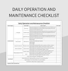 Daily maintenance checklist