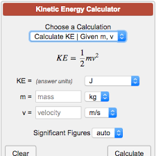 The law of conservation of energy states that energy can be converted in form, but not created or destroyed. Kinetic Energy Calculator