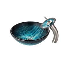 kraus ladon glass vessel sink in blue