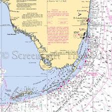 Florida Ft Lauderdale To Key West Nautical Chart Decor