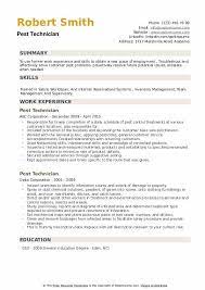 The primary role of technicians is to, you guessed it, control pests. Pest Technician Resume Samples Qwikresume