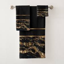 Black And Gold Bathroom Towel Set Elegant Gold And Black Marble Bath Towel Set Zazzle Com In 2020 Black And Gold Bathroom Marble Bath Bath Towel Sets