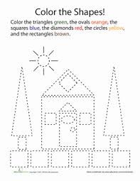 These pages incorporate learning to draw shapes by having kids trace the shapes and they draw them on their own. Shape Coloring Worksheet Education Com Shapes Worksheets Shape Tracing Worksheets Shapes Worksheet Kindergarten