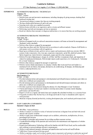 Automotive Mechanic Resume Samples Velvet Jobs