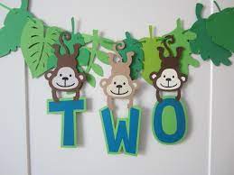 Balloon & paper flower decorations. Monkey Banner Two Banner Jungle Theme Monkey Birthday Animal Party Decorations Safari Zoo Theme Jungle Theme Decorations Jungle Theme Jungle Theme Birthday Party