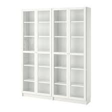 Billy Oxberg Bibliotheque Blanc Verre 160x30x202 Cm Bibliotheque En Verre Armoire Avec Portes Vitrees Etagere En Verre