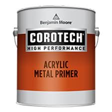 Make sure you use this white in bright spaces to prevent dingy gray corners. Benjamin Moore Corotech Acrylic Metal Primer Flat V110 White Celebration Hardware