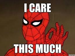 Spiderman Meme I Care This Much Spiderman Meme Spiderman Funny Memes