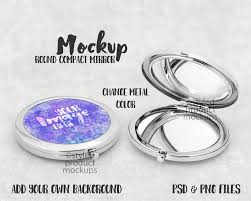 Dye Sublimation Round Metal Compact Mirror Mockup Add Your Etsy Compact Mirror Metal Compact