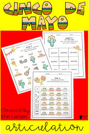 No Prep Cinco De Mayo Articulation Worksheets Fun For In The Therapy Session And Eas Articulation Activities Articulation Worksheets Speech Therapy Activities