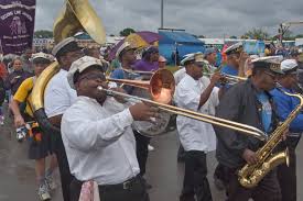 New Orleans Marching Band Algiers Brass Band Marching During Jazzfest New Orleans Louisiana Brass Band New Orleans Music