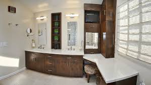 The vanity unit is also referred to as a bathroom sink cabinet, as the name suggests the sink is fitted to the top of a freestanding or floor standing cabinet and has a cupboard underneath to store your bathroom essentials. Master Bathroom Double Sinks And Make Up Vanity Contemporary Bathroom Los Angeles By L2 Interiors Houzz
