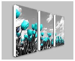 Black And White Split Canvas Prints Posters Black And White And Teal Teal Tulips Split Frame Canvas Print Canvas Prints Shop By Produ Pinturas De Flores Decoracion Primavera Cuadros Pintura