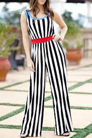Black And White Striped Jumpsuit With Jacket A Chicloth White Black Striped Sleeveless Jumpsuit Sleeveless Jumpsuits Jumpsuit Cheap Jumpsuits