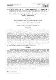 Pdf Paradoxic Language Cebong Kampret In Facebook As A Mirror Of The Political Language Of Indonesia