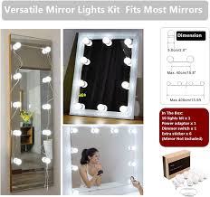 These fixtures are mounted above the mirror and usually include multiple lights. Buy Waneway Vanity Lights For Mirror Diy Hollywood Lighted Makeup Vanity Mirror With Dimmable Lights Stick On Led Mirror Light Kit For Vanity Set Plug In Makeup Light For Bathroom Wall Mirror