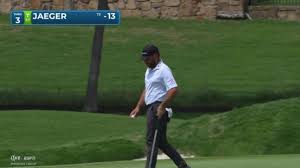 Stephan Jaeger escapes the bunker to set up birdie putt