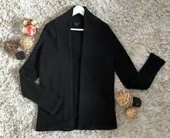 details about theory black cardigan sweater size medium 6 8 open front long sleeve