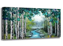 Maybe you would like to learn more about one of these? Large Wall Art Living Room Wall Decor Canvas Prints Green Birch Forest Wildlife Stream Pictures Artwork Wall Decorations For Bedroom Modern Home Decor Framed Wall Art For Living Room Size 24x48 Inch