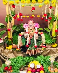 Varamahalakshmi Goddess Decor Flower Decorations Housewarming Decorations