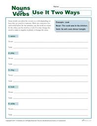 The use of singular vs. Use It Two Ways Printable Nouns And Verbs Worksheet