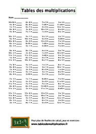Tout doublon sera alors repéré si des caractères trop petits gênent la lecture des feuilles de calcul, cela permet d'augmenter le volume des informations contenues sur une même feuille. Fiches D Exercices Sur Les Tables De Multiplication