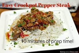 Easy Crockpot Pepper Steak Recipe Pepper Steak Pepper Steak Recipe Crockpot Pepper Steak