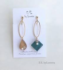asymmetry color pallet pierce earring pink beige e l byloretta アクセサリー ピアス イヤリング