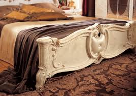 Gold handles on the drawers matches perfectly black lacquer six step layers finish and rich gold classic design. Barocco Ivory Bedroom Set By Esf