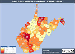 Virginia population in 2021 is estimated to be 8.67 million and 12th populous state in the us. West Virginia County Map And Population List In Excel
