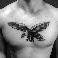 Black And White Traditional Eagle Chest Tattoo Pin On 20th Century Men