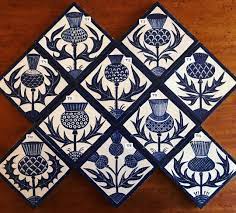 A Field Of Scottish Thistles Handpainted Ceramic Delft Tiles 10cm Square 35 Each Plus P P All Numbered Scottish Thistle Hand Painted Ceramics Delft Tiles