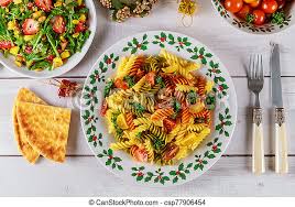 Either way, the creamy dressing has plenty of garlic flavor and coats the pasta, romaine and croutons nicely. Christmas Pasta Salad Recipes Layered Christmas Image Photo Free Trial Bigstock Throw In Fresh Summer Greens Grilled Chicken Or Fish Canned Tuna And Olives Or Leftover Roast Vegies For A