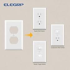 ELEGRP Duplex Receptacle Outlet Covers, 1-Gang Standard Size Wall Plates,  Unbreakable Polycarbonate Dual Outlet Faceplates Covers, UL Listed,  Color-matched Screws Included (10 Pack, Glossy White)