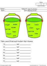 Words that can be grouped . Literacy Rhyming Words 2 Worksheet Primaryleap Co Uk