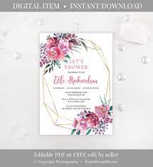 Pink And Purple Bridal Shower Invitation Template Printable Floral Shower Invitations Free Modern Wedding Invitation Wording Free Wedding Invitation Templates